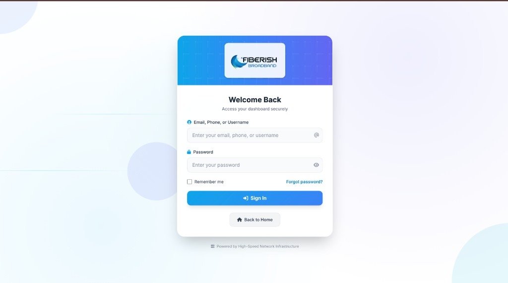 Fiberish Broadband partner login